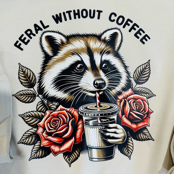 NEW 2X Raccoon Graphic Sweatshirt - Picture 2 of 2